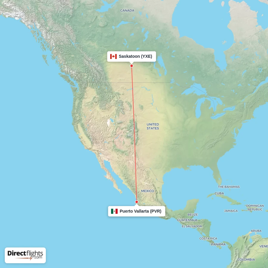 PVR - YXE route map