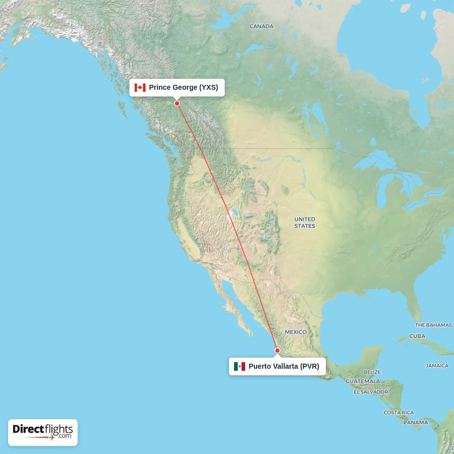 PVR - YXS route map