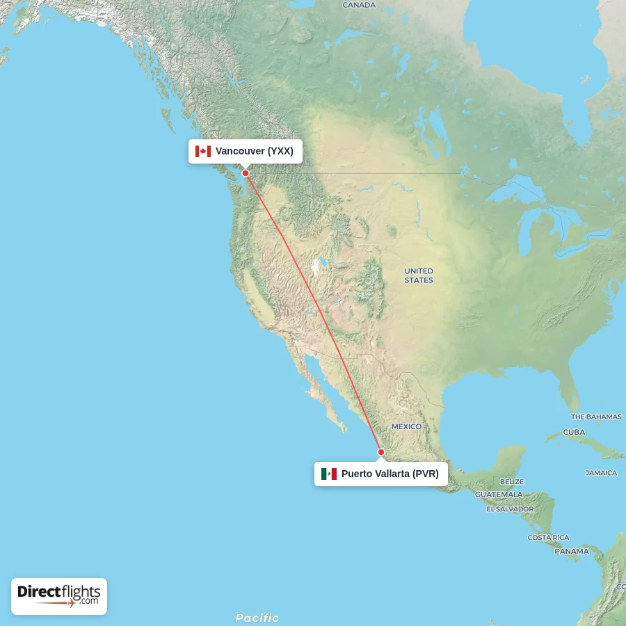 PVR - YXX route map