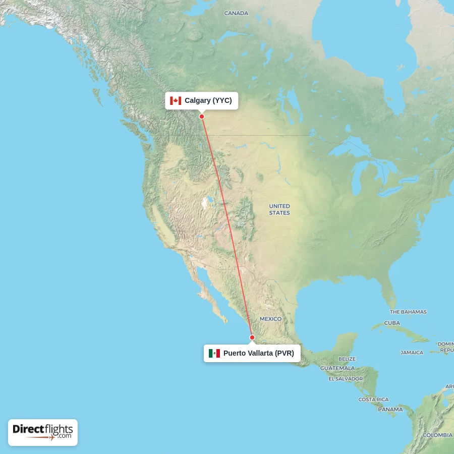 PVR - YYC route map