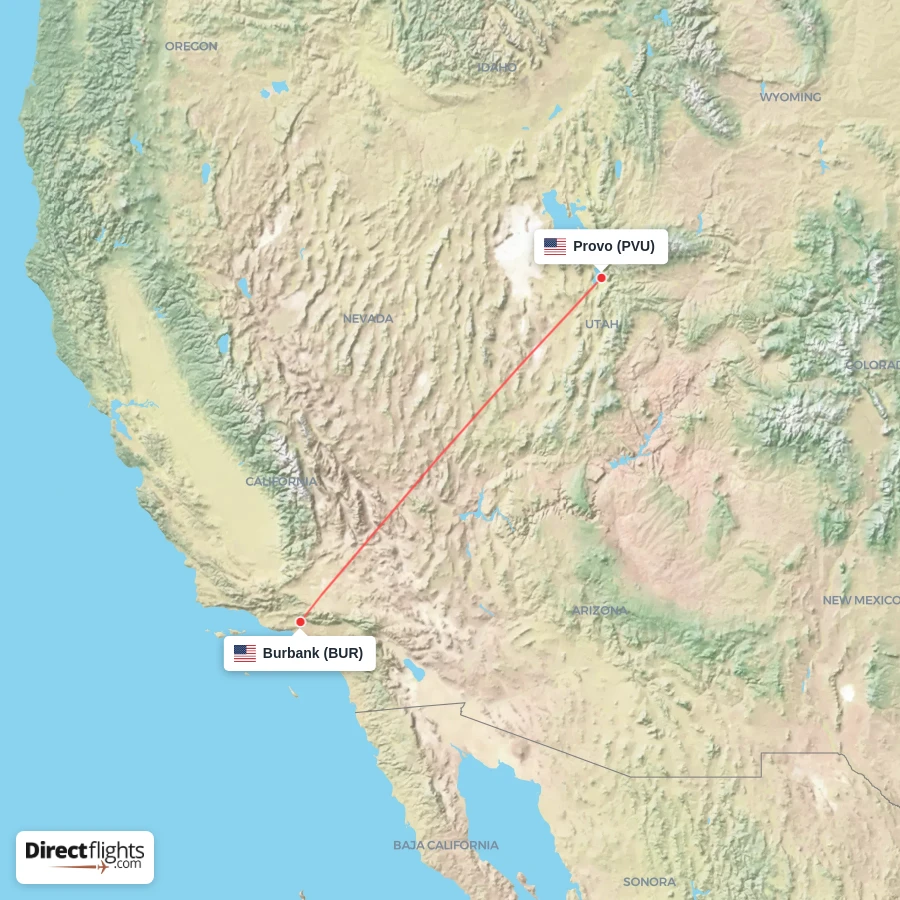 PVU - BUR route map