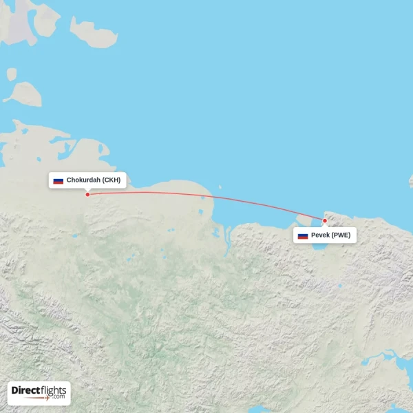 Pevek - Chokurdah direct flight map