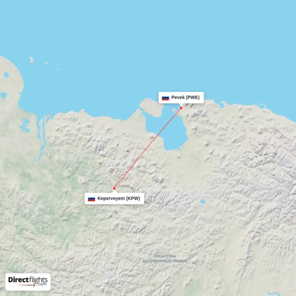 Pevek - Keperveyem direct flight map