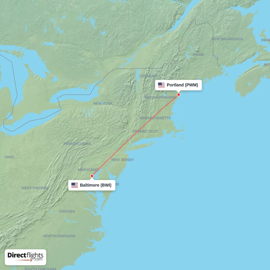 PWM - BWI route map
