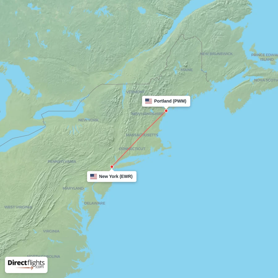 PWM - EWR route map