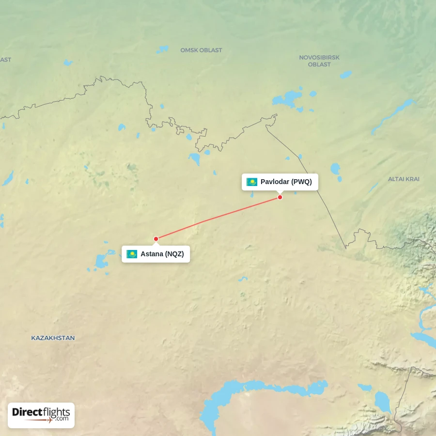 PWQ - NQZ route map