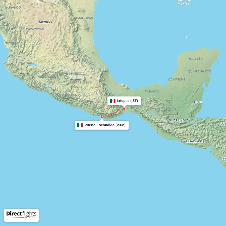 PXM - IZT route map