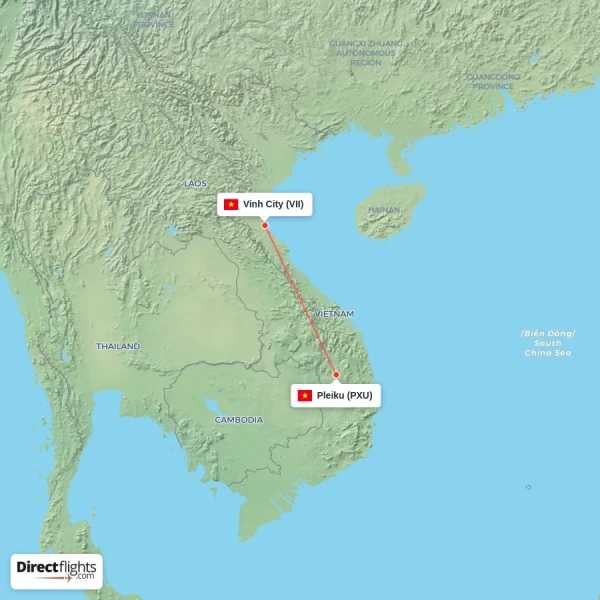 Pleiku - Vinh City direct flight map