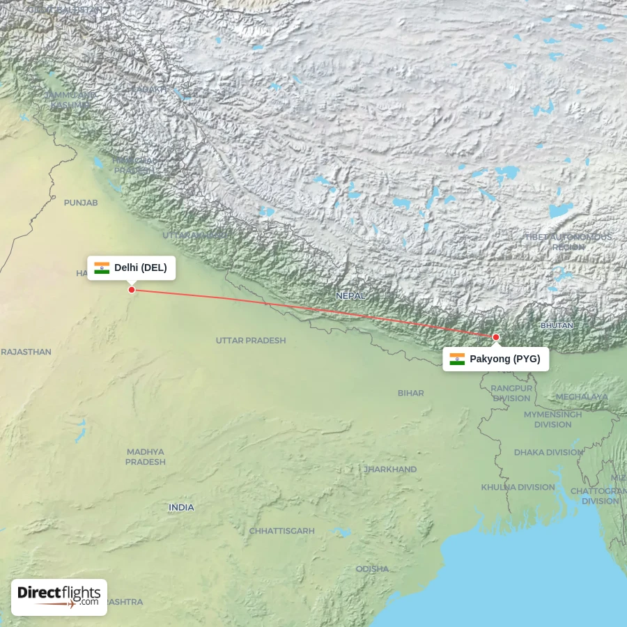 PYG - DEL route map