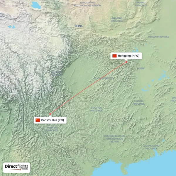Pan Zhi Hua - Hongping direct flight map