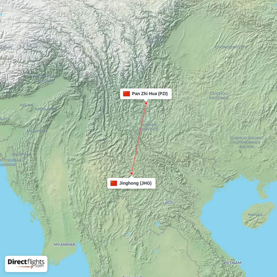 PZI - JHG route map