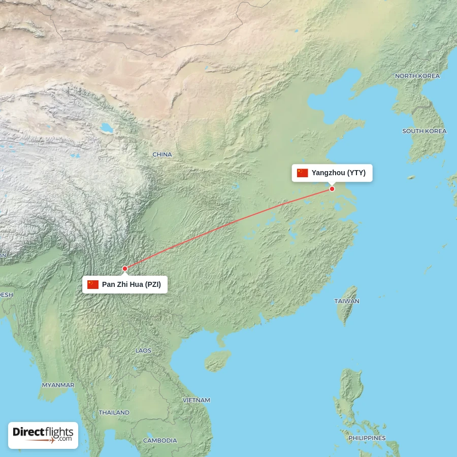 PZI - YTY route map
