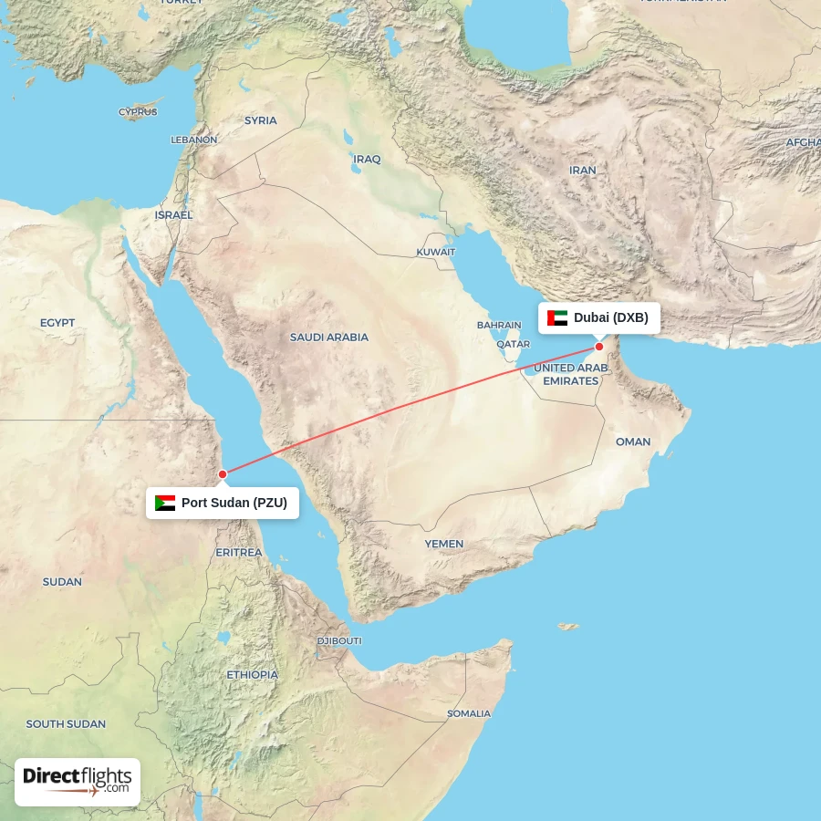 PZU - DXB route map