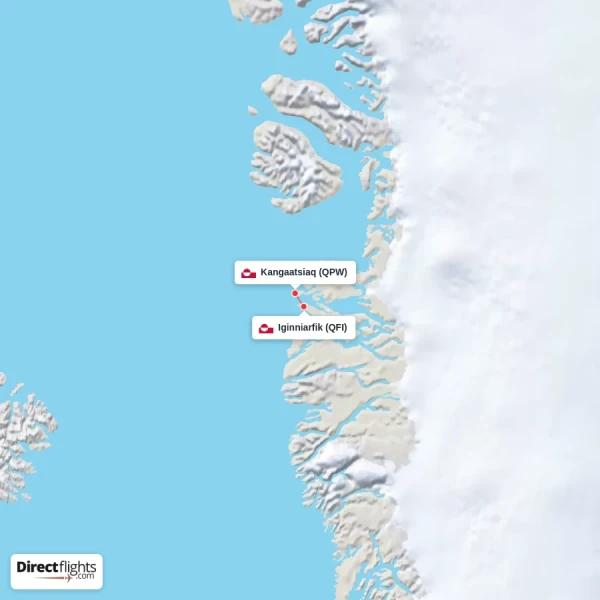 Iginniarfik - Kangaatsiaq direct flight map