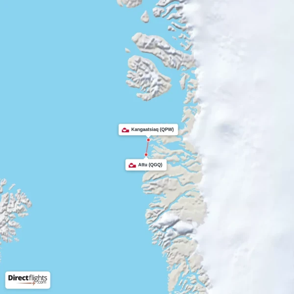 Attu - Kangaatsiaq direct flight map