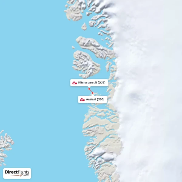 Kitsissuarsuit - Aasiaat direct flight map
