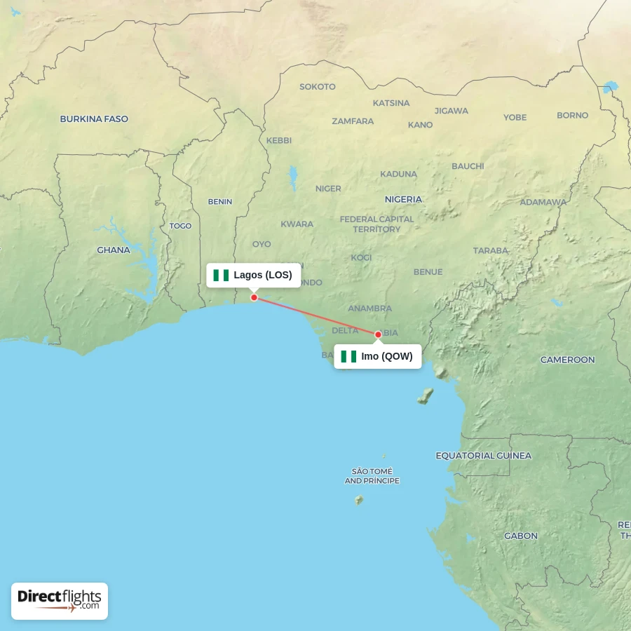 QOW - LOS route map