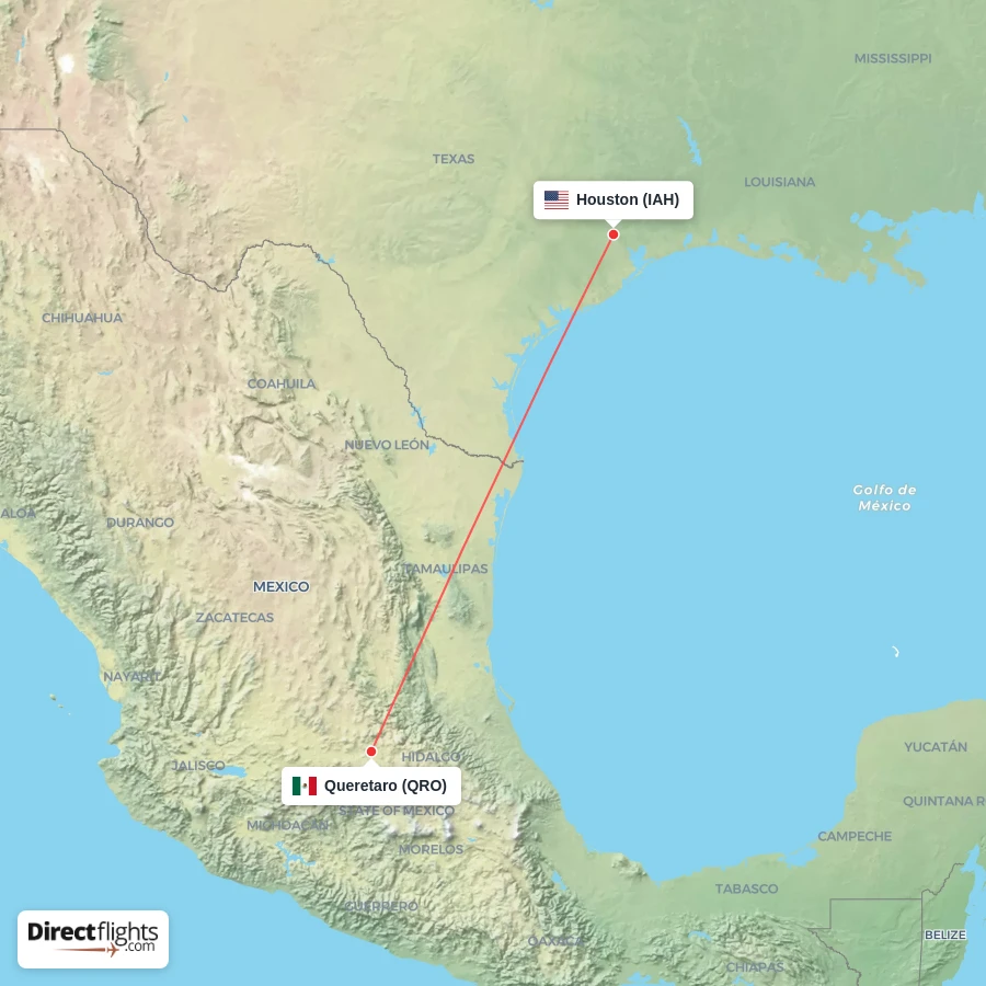 QRO - IAH route map