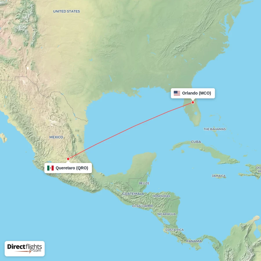 QRO - MCO route map