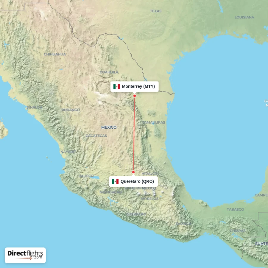 QRO - MTY route map