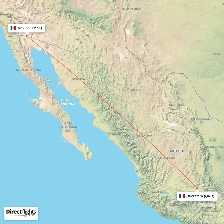 QRO - MXL route map