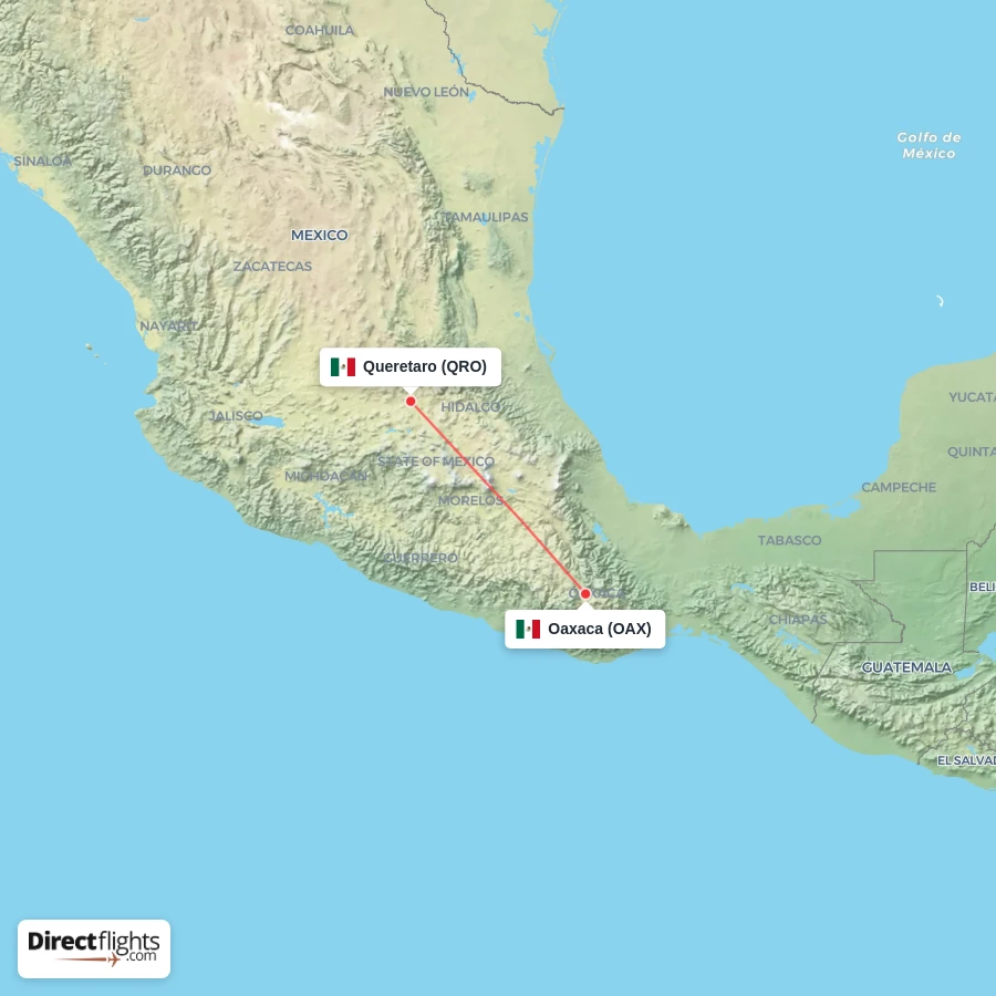 QRO - OAX route map