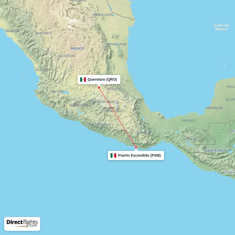 QRO - PXM route map