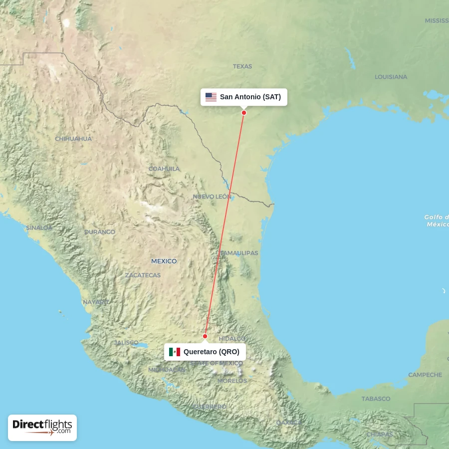 QRO - SAT route map