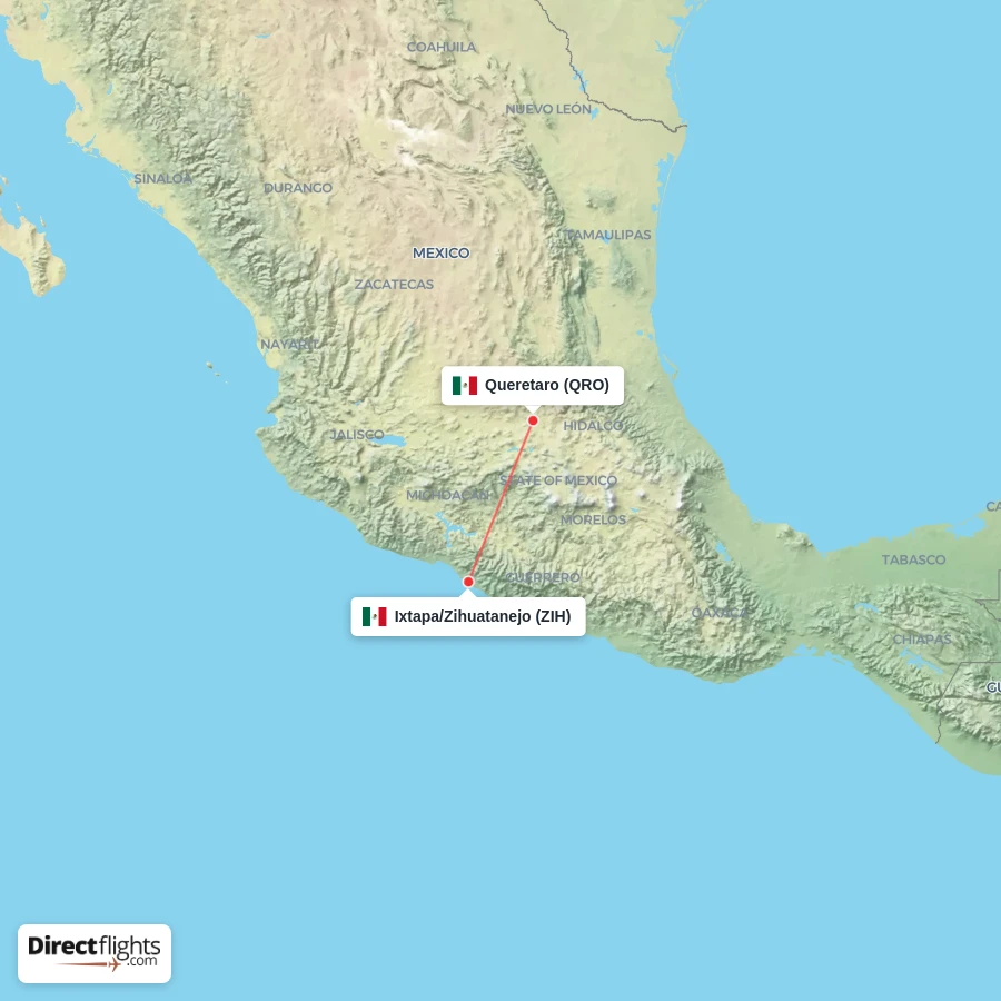 QRO - ZIH route map