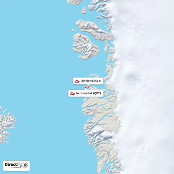 Ikerasaarsuk - Iginniarfik direct flight map