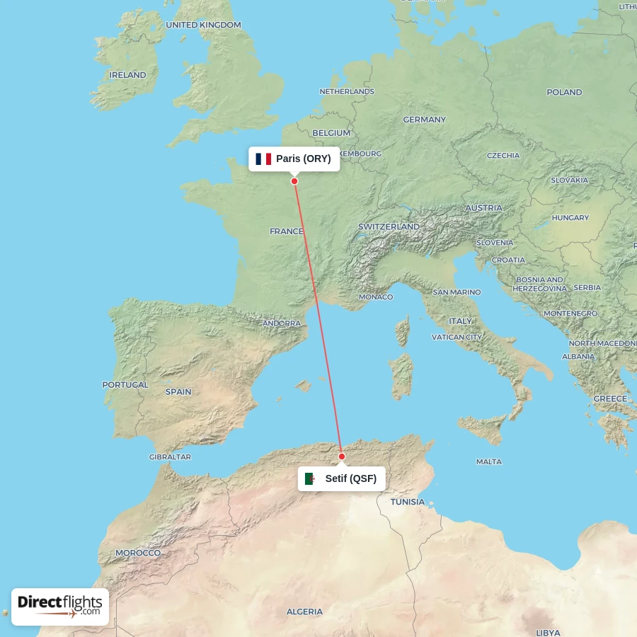 QSF - ORY route map