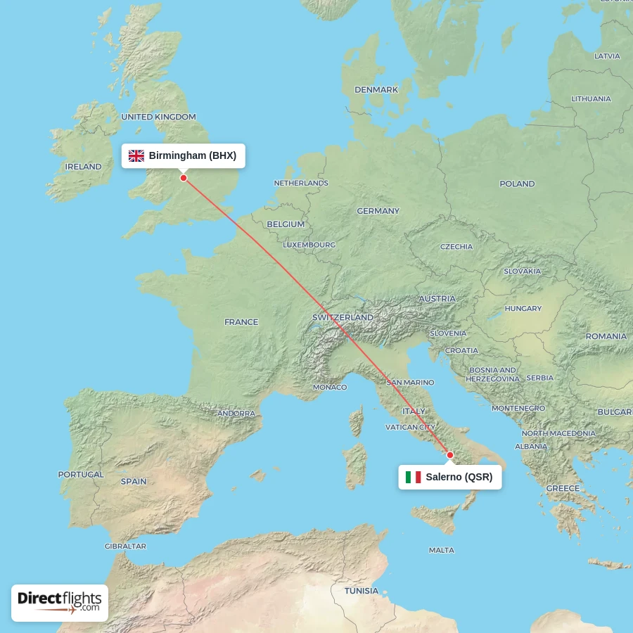 QSR - BHX route map