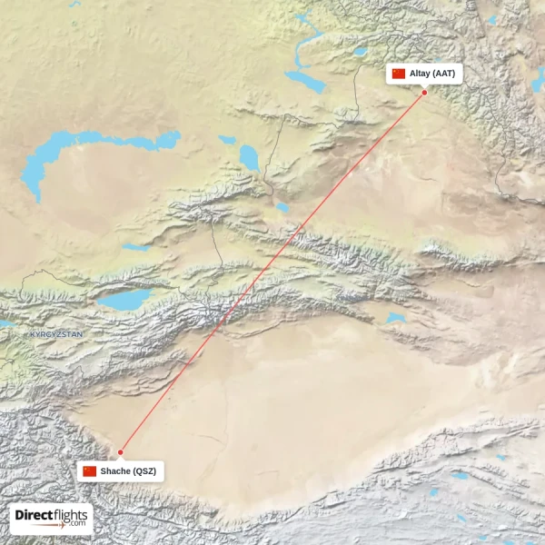 Shache - Altay direct flight map