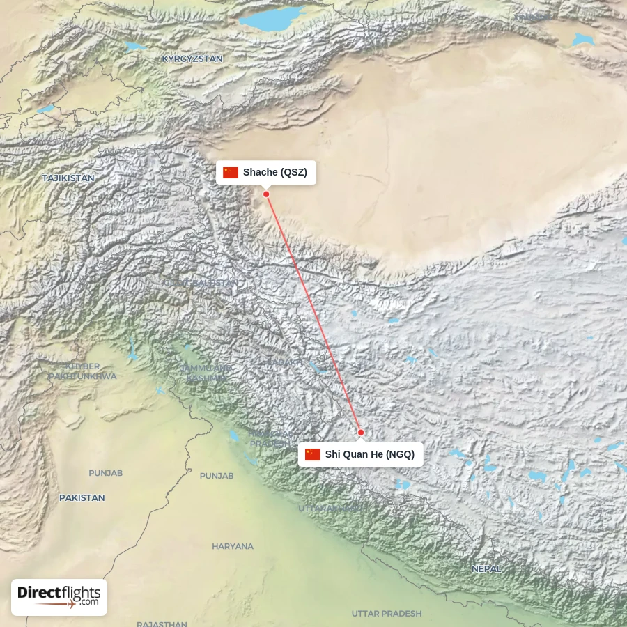 QSZ - NGQ route map