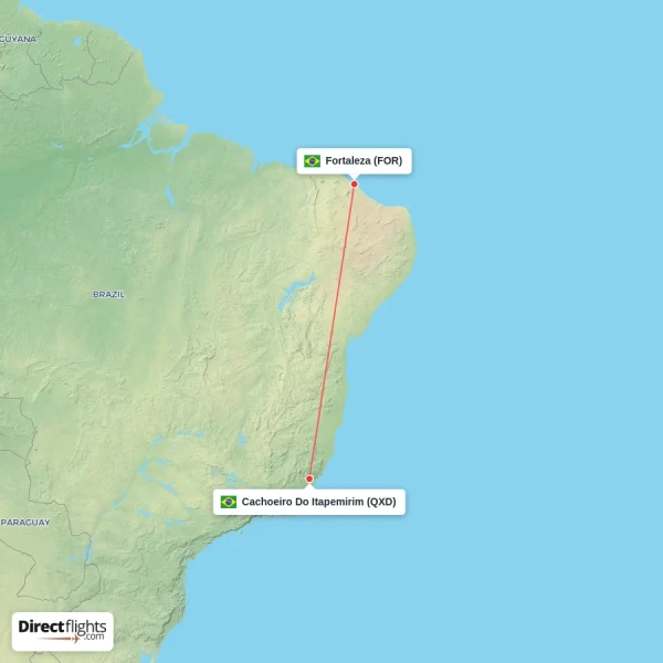 Cachoeiro Do Itapemirim - Fortaleza direct flight map