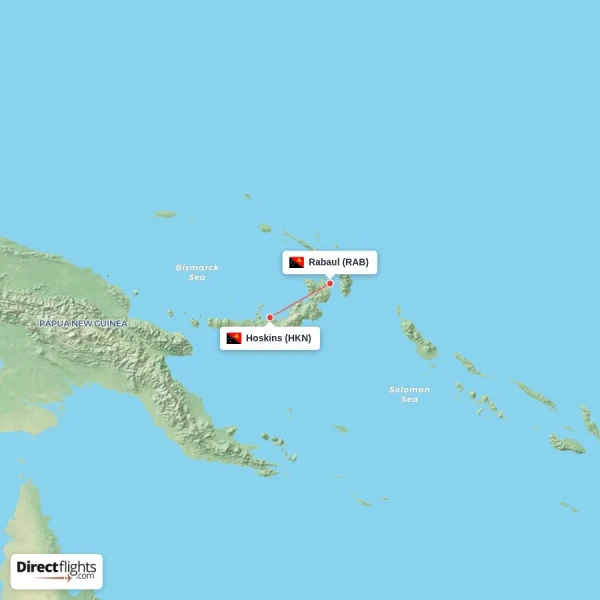 Rabaul - Hoskins direct flight map