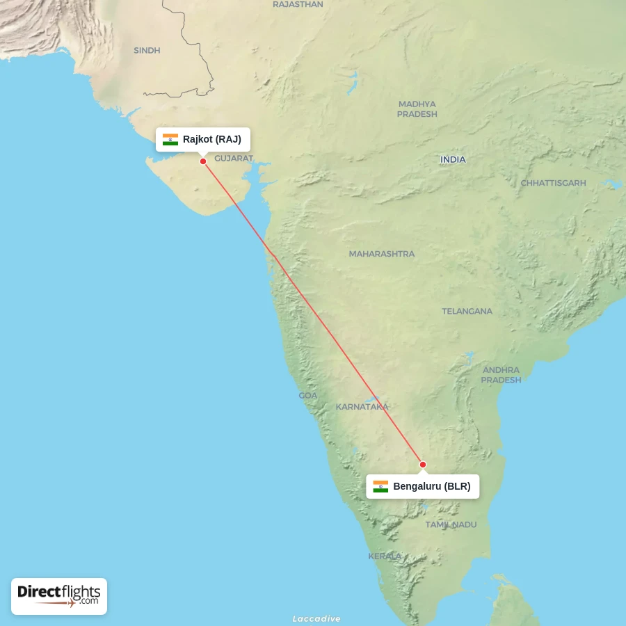 RAJ - BLR route map