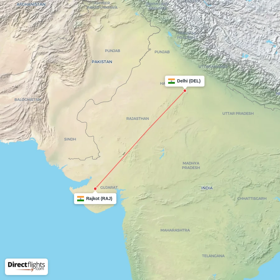 RAJ - DEL route map