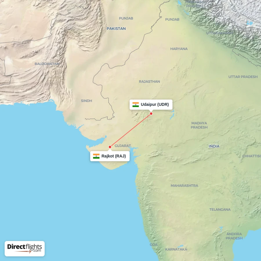 RAJ - UDR route map