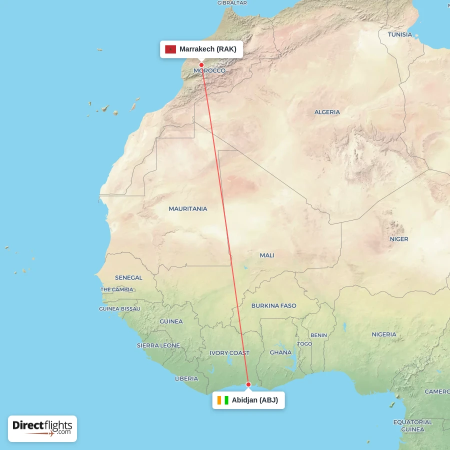 RAK - ABJ route map