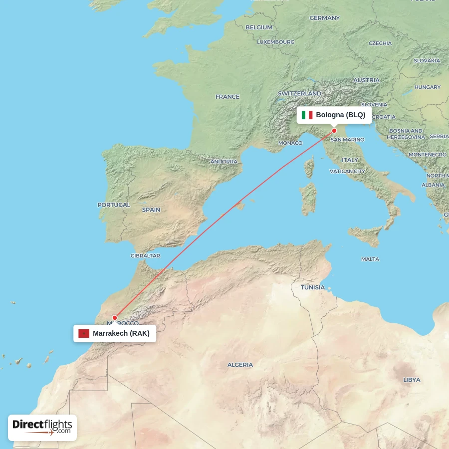 RAK - BLQ route map