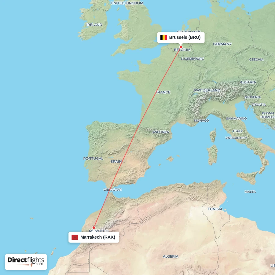 RAK - BRU route map