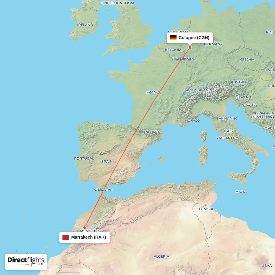 RAK - CGN route map