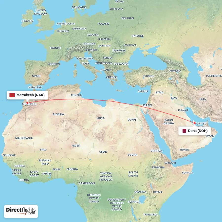 RAK - DOH route map