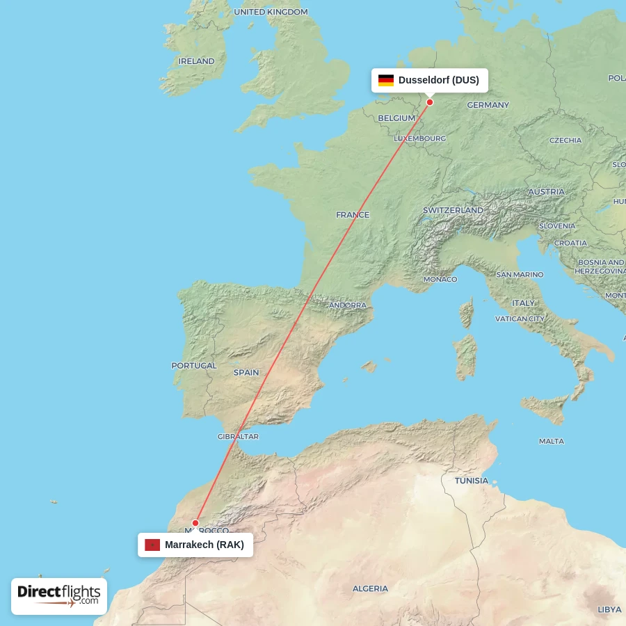 RAK - DUS route map