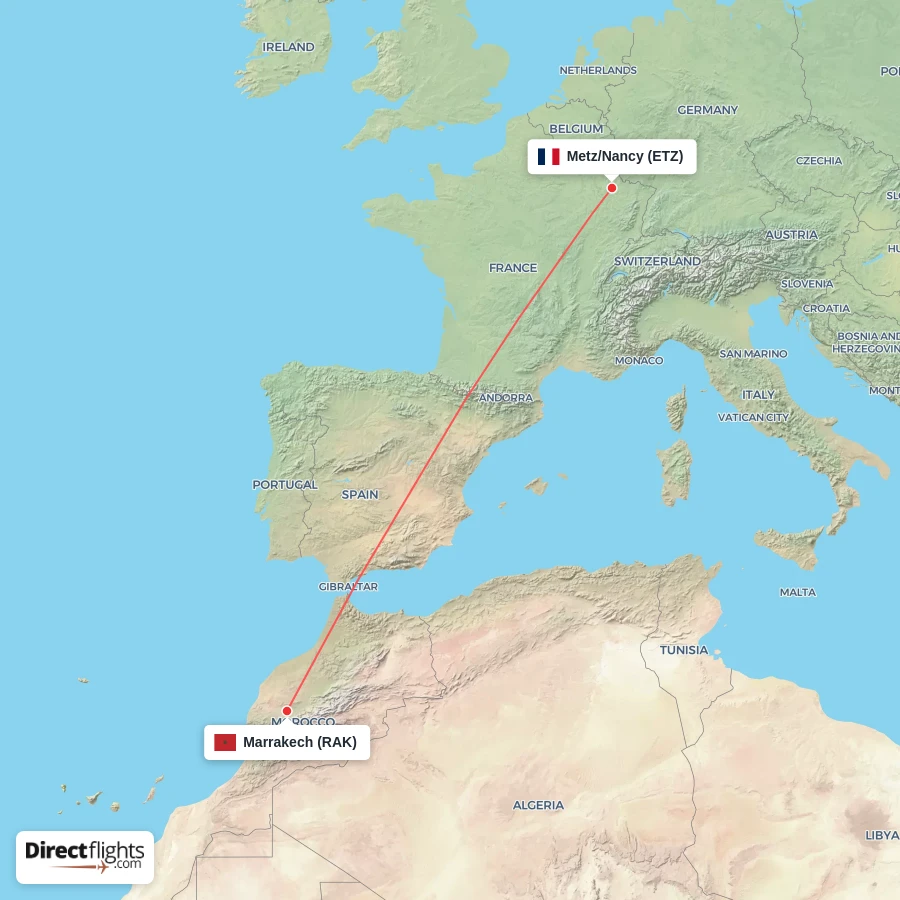 RAK - ETZ route map