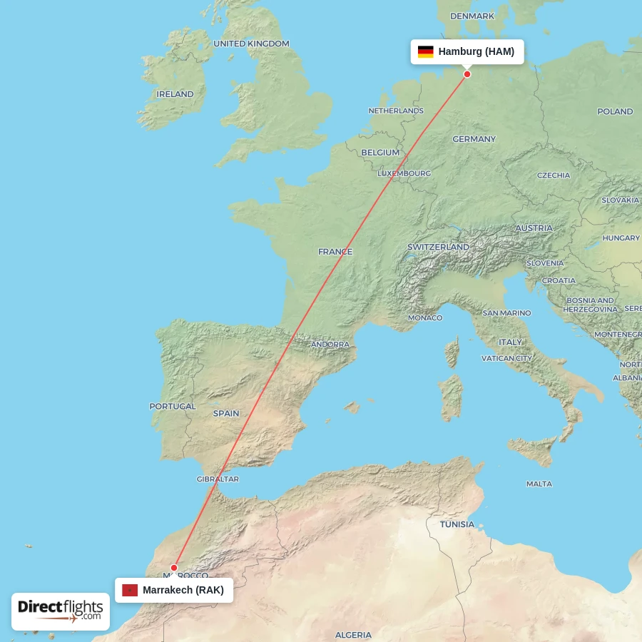 RAK - HAM route map
