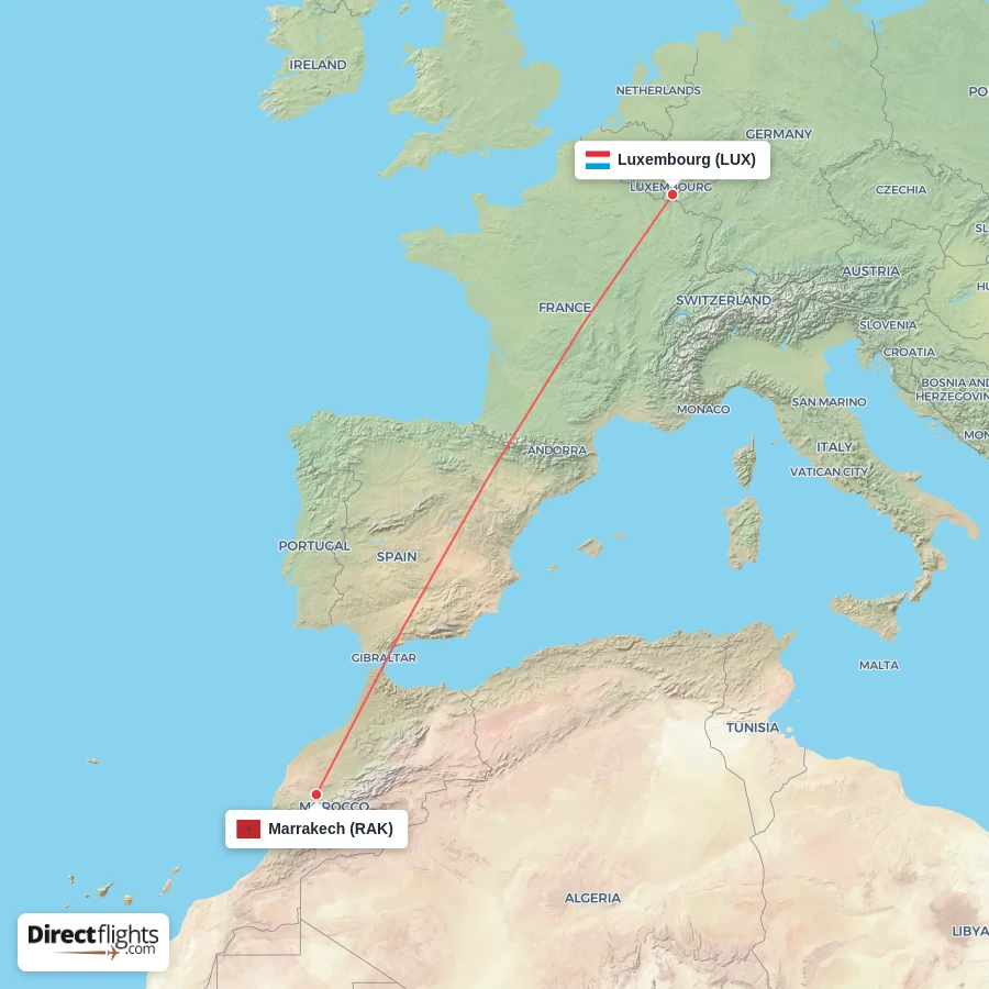 RAK - LUX route map