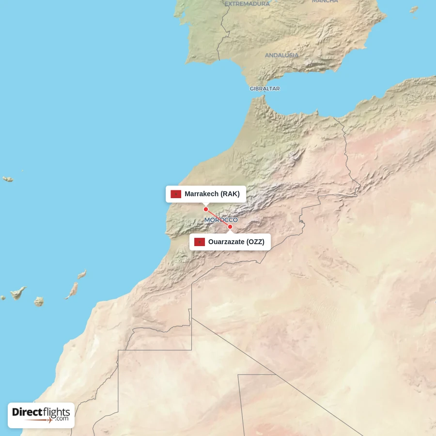 RAK - OZZ route map