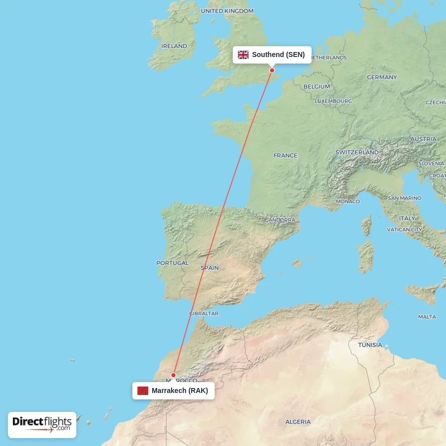 RAK - SEN route map